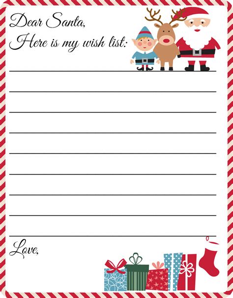 Dear Santa Wish List Printable